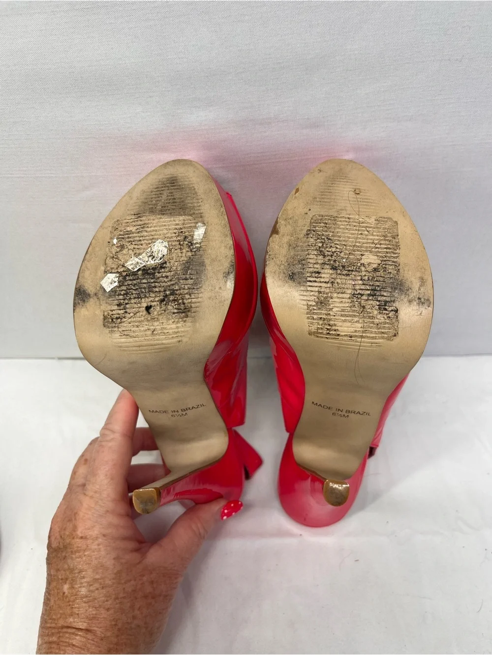 Steven By Steve Madden Bright Red Patent Slingback Peep-Toe Heels